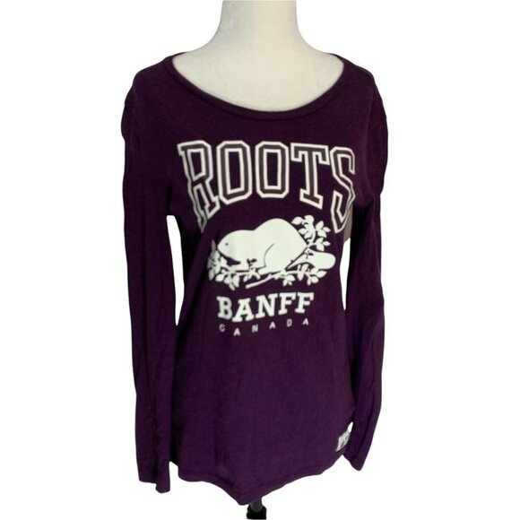 𝅺roots Canada BANFF Burgundy Long Sleeve T-Shirt T-Shirt Size XS - Picture 1 of 9